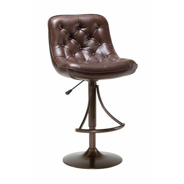 Hillsdale Furniture Aspen 24-30 in. Adjustable Bar Stool with a Brown Vinyl Seat in a Copper Finish