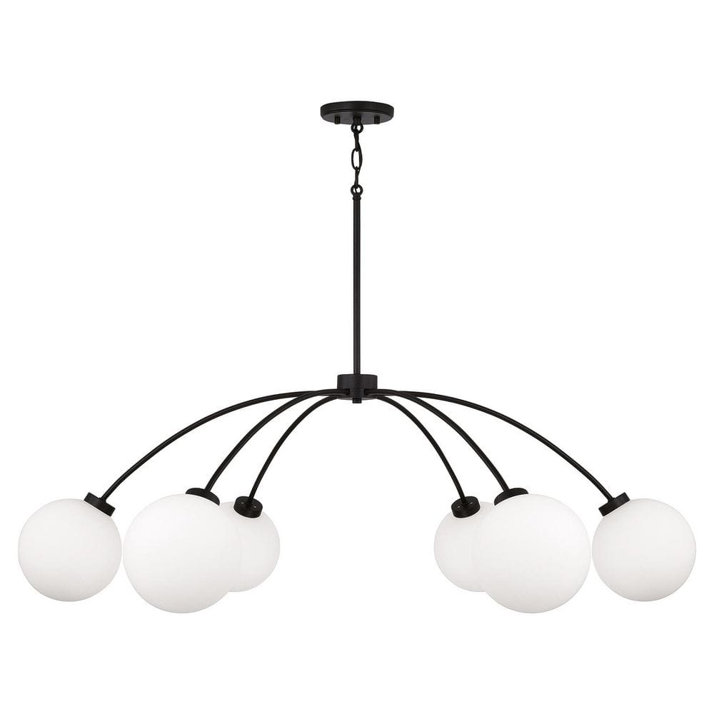 47 in. W x 15 in. H 6-Light Chandelier in Matte Black with Soft White Glass Globes price history on PriceWatchPro