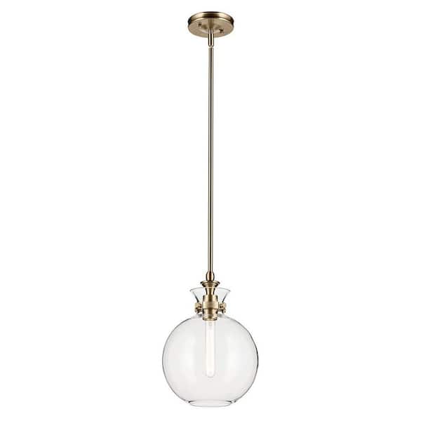 Laria 10.25 in. 1 Light Pendant with Clear Glass in Champagne Bronze