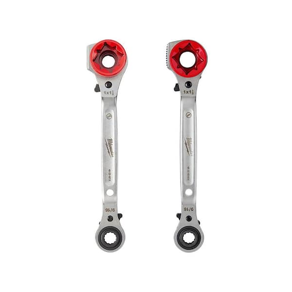 Milwaukee 3/4 in. Linemans 5-In-1 Ratcheting Wrench Set (2-Piece)