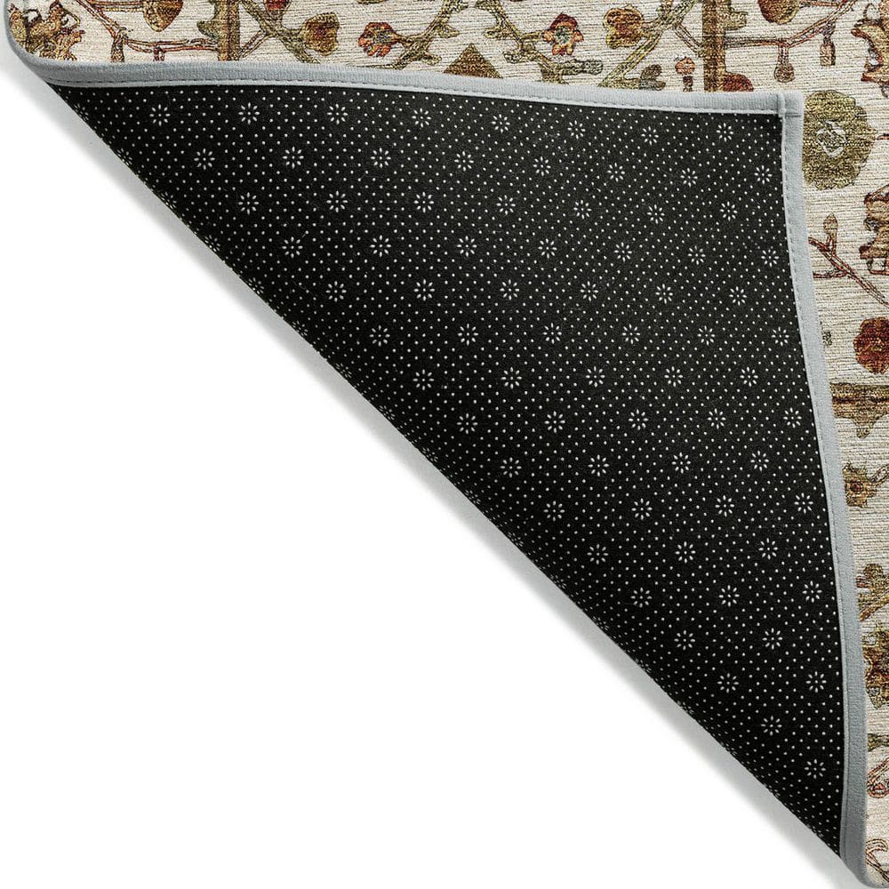 Ivory and Beige Flat Woven Synthetic Rectangular Area Rug