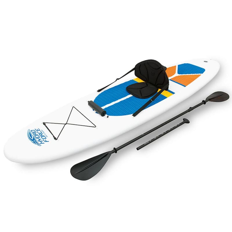 Hydro-Force White Cap 10 ft. Inflatable Stand Up Paddle Board SUP and Kayak, White