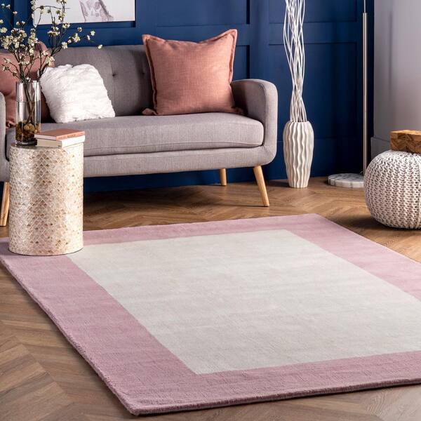 Nuloom Paine Solid Border Baby Pink 9, Nuloom Baby Pink Area Rug
