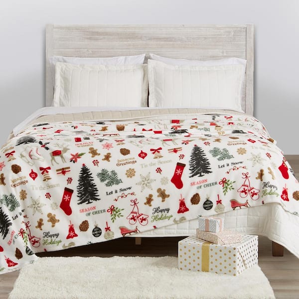 FRESHFOLDS Multi-Colored Microfiber Twin Ultra-Soft Plush Bed Blanket