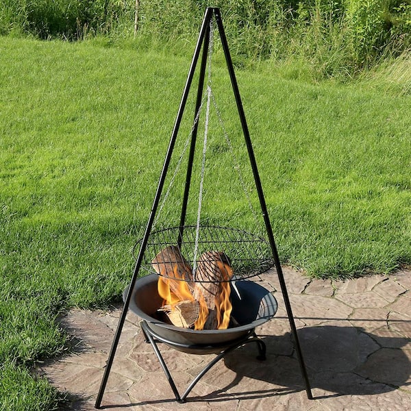 Portable Campfire Cooking Tripod Grill Grate Stand Outdoor Camping Fire Pit Tool 