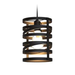 Crafton 10.3 in. 7-Watt 1-Light Black Farmhouse Pendant Hanging Light with Spiral Shade for Dining Room or Kitchen