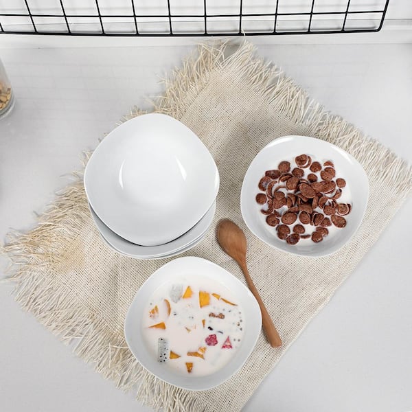 MALACASA Elisa 15 oz. White Porcelain Cereal Bowl White Rice Bowl,Set of 6  ELISA-6CB - The Home Depot