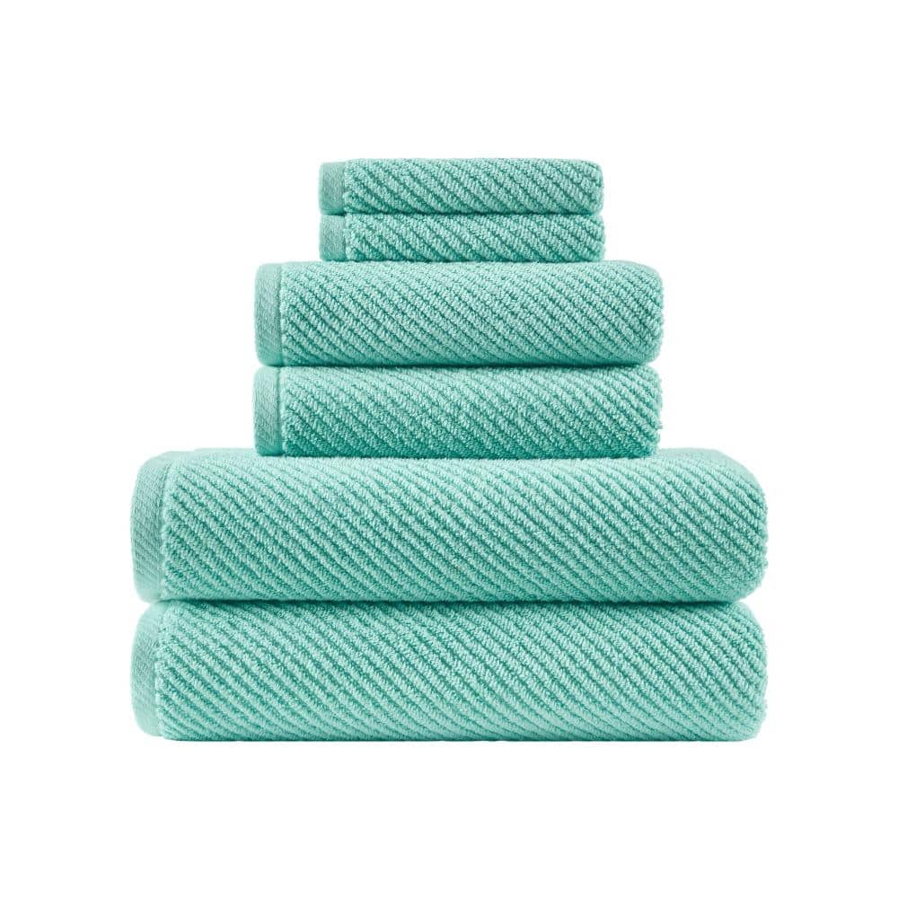 Unbanded 6-Piece Elegant Turquoise Texture 100% Cotton Quick Dry