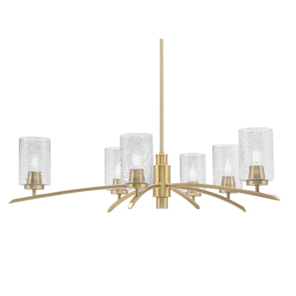Unbranded Siena 31 in. 6 Light New Age Brass Chandelier with Smoke Bubble Glass Shades