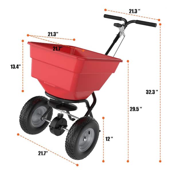 FUFU&GAGA 100 lbs. Capacity Walk-Behind Broadcast Fertilizer