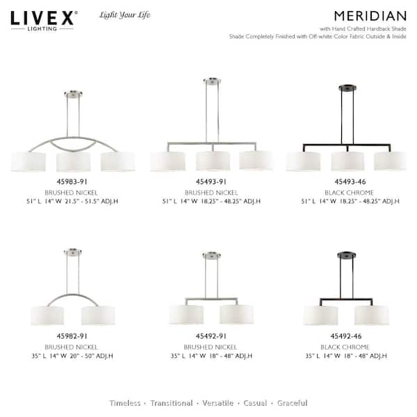 Livex Lighting Meridian 4 Light Brushed Nickel Semi Flush Mount 