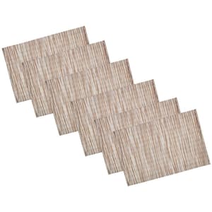 EveryTable 18 in. x 12 in. Brown Curry and Natural Woven PVC Placemat (Set of 6)