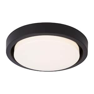 12.59 in. 1-Light Modern Minimalist Round Black Flush Mount LED Ceiling Light for Bedroom Kitchen Hallway