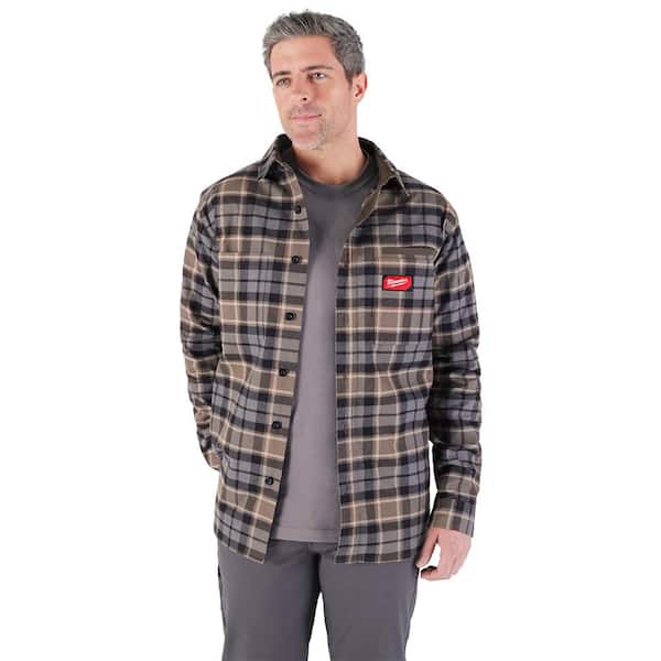 Milwaukee Men's Large Gray GRIDIRON Flannel Shirt M551G-L - The