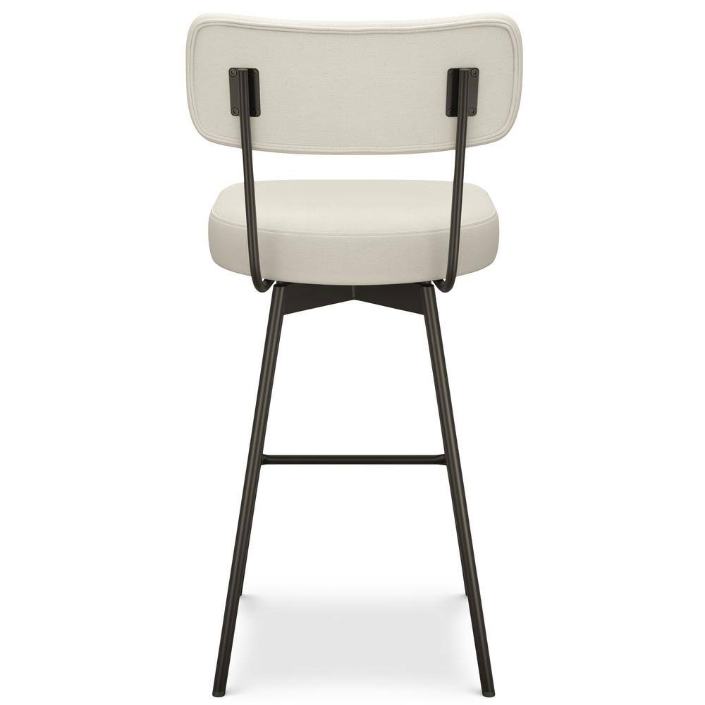 Natural Linen and Metal Swivel Bar Stool Set