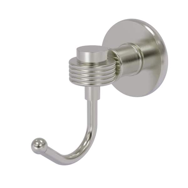 Allied Brass Continental Collection Wall-Mount Robe Hook with Groovy Accents  in Satin Nickel 2020G-SN - The Home Depot