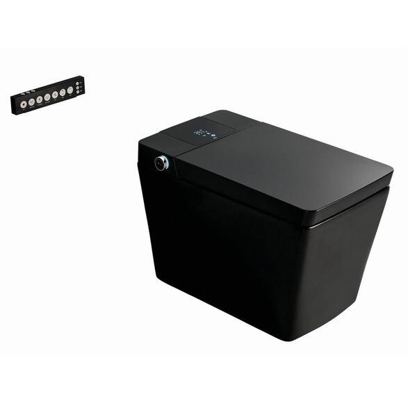 GIVING TREE Smart Toilet Bidet 1-Piece 0.8/1.2 GPF Dual Flush Square Toilet in Matte Black Seat with Remote Panel