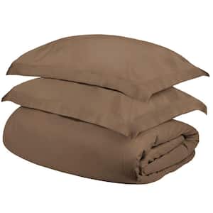 Taupe Solid Color King Cotton Duvet Cover Set