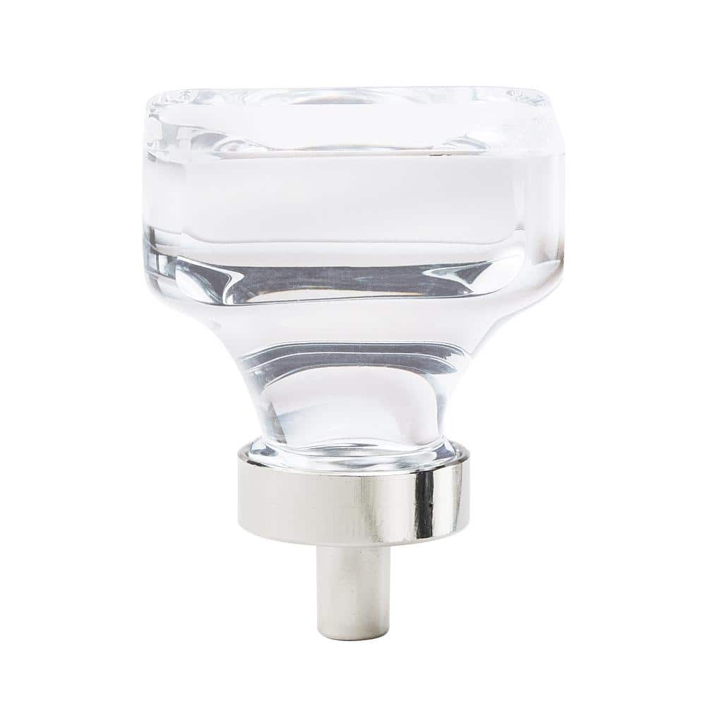 Glacio 1-3/8 in. (35mm) Modern Clear/Polished Nickel Square Cabinet Knob