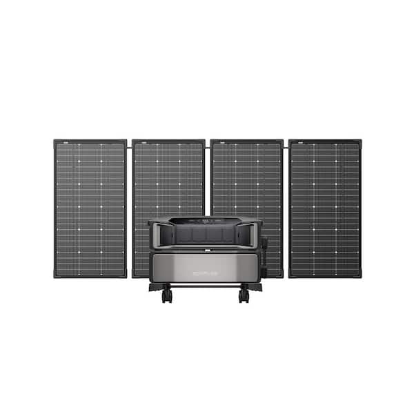 Battery Generator Delta Pro Ultra 6144Wh Push-Button Power Station w/ 4 x 125W Bifacial Modular Solar Panel 7200W Output