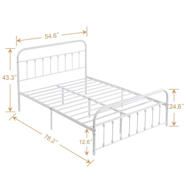VECELO Victorian Bed Frame White, Heavy Duty Metal Bed Frame
