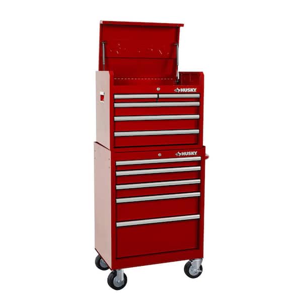 Husky - Tool Storage 27 in. W x 18 in. D Standard Duty Red Rolling Tool Chest Combo