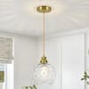 Henveton Jasslynn 1-Light Gold Modern Globe Pendant Light with Hammered Glass Shade for Kitchen Island Dining Room Entryway GY0011-1G