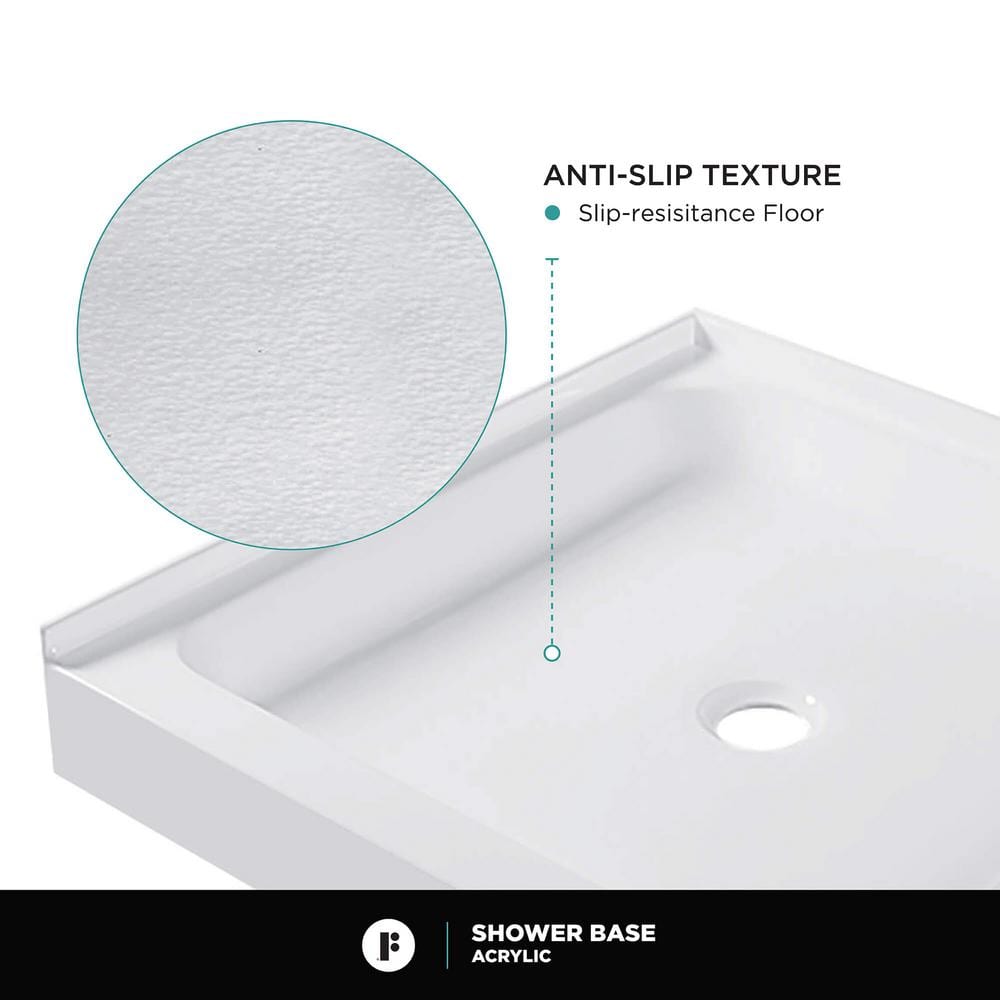 White Acrylic 30 x 30 Double Threshold Shower Base