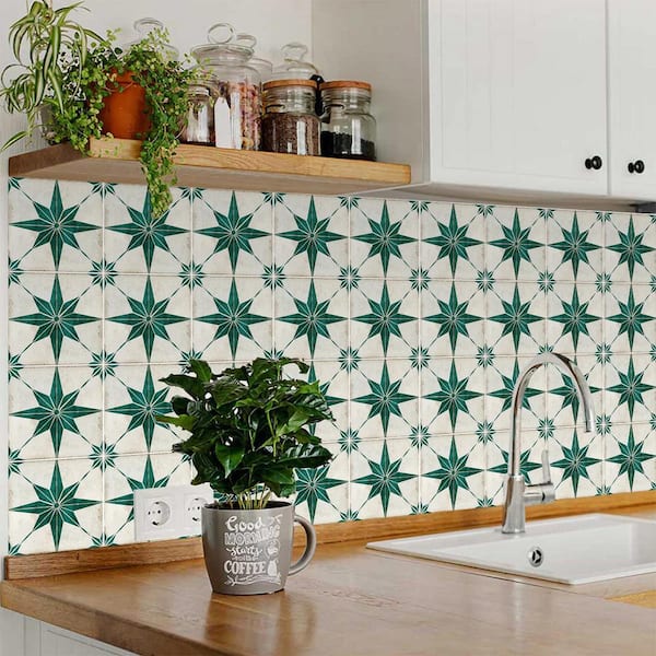Green and Beige R77 12 in. x 12 in. Vinyl Peel and Stick Tile (24 Tiles, 24 sq. ft./Pack)