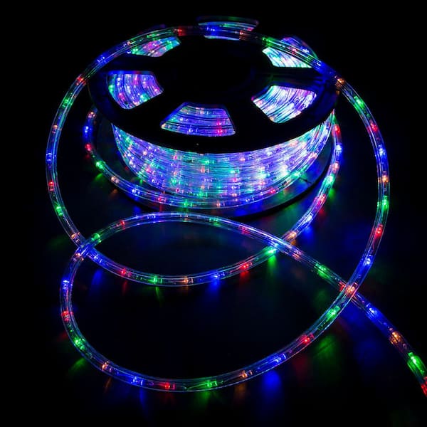 walsport Outdoor 100 ft. 110-Volt Plug-In Multi-Color Color Changing Light LED Color Changing Lights Rope Light
