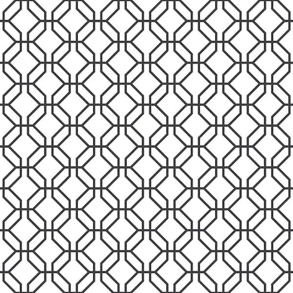 Unbranded Secret Garden White and Black Octagonal Trellis Non-Woven Paper Non-Pasted Wallpaper Roll (Covers 57.75 sq.ft)