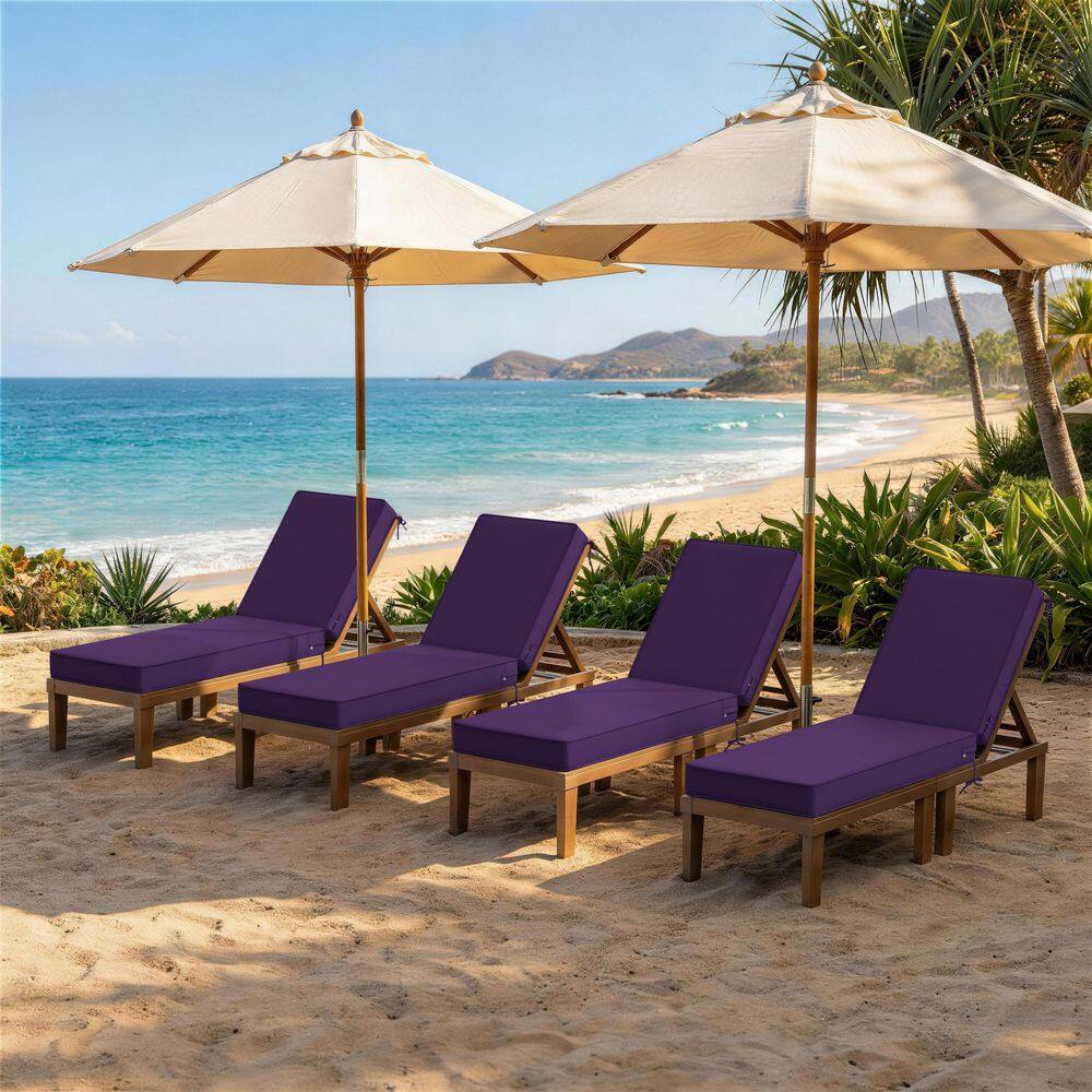 72 x 21 x 4 in. Outdoor Chaise Lounge Cushion Waterproof Patio Beach Pool Replacement Cushion Only Purple (4-Pack) price history on PriceWatchPro