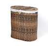Hand-Woven Oval Double Laundry Hamper with Removable Liner