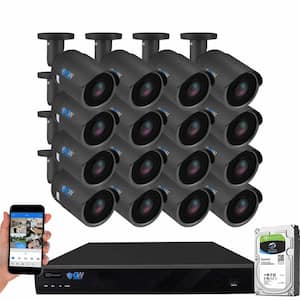 16-Channel 8MP 4TB NVR Security Camera System 16 Wired Bullet Cameras 2.8mm Fixed Lens Human/Vehicle Detection Mic