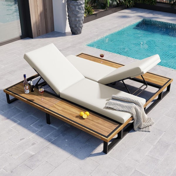 Metal Outdoor Chaise Lounge Chair with Adjustable Backrest, Patio