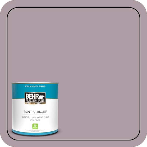 BEHR PREMIUM PLUS 1 qt. #PMD-34 Wild Lilac Satin Enamel Low Odor Interior Paint & Primer
