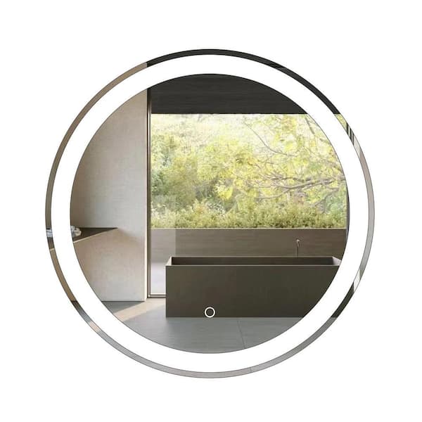 STYLEFOUR 36 in. W x 36 in. H Round Frameless Anti-Fog Wall LED Light Bathroom Vanity Mirror with Illuminated Light
