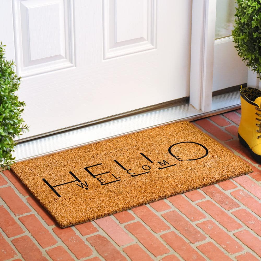 Natural Coir and Vinyl Rectangular Outdoor Welcome Doormat