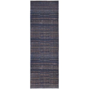 Blue Purple and Brown 3 ft. x 8 ft. Floral Area Rug