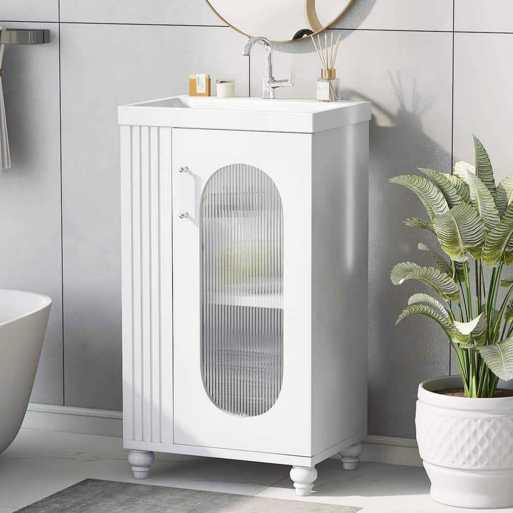 20 in. W x 15.6 in. D x 33 in. H Single Sink Freestanding Bath Vanity in Wh