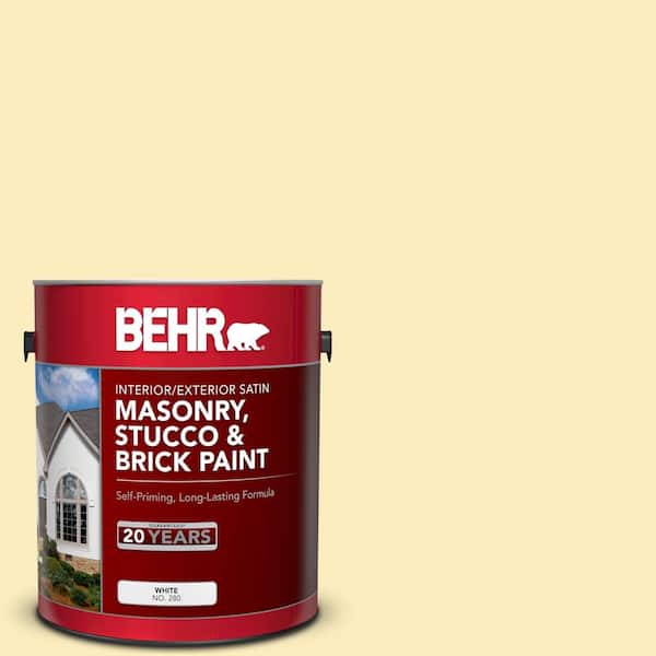 BEHR 1 gal. #P290-1 Soft Buttercup Satin Interior/Exterior Masonry, Stucco and Brick Paint