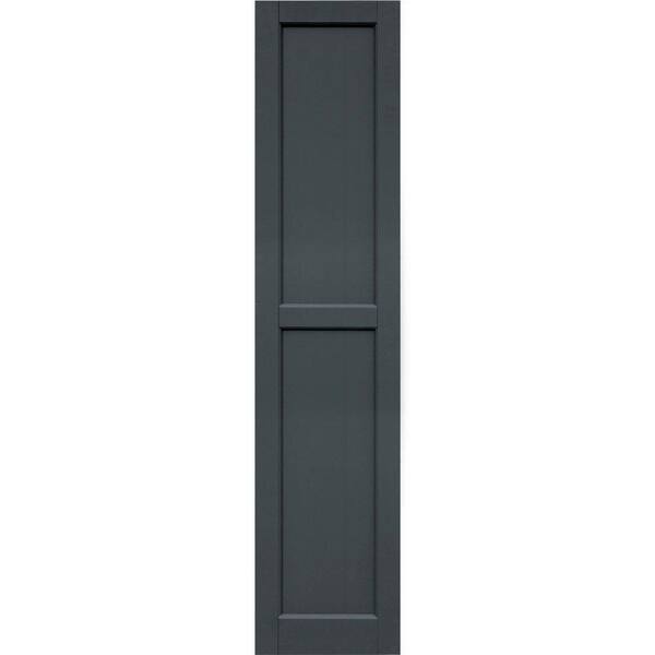 Winworks Wood Composite 15 in. x 68 in. Contemporary Flat Panel Shutters Pair #663 Roycraft Pewter