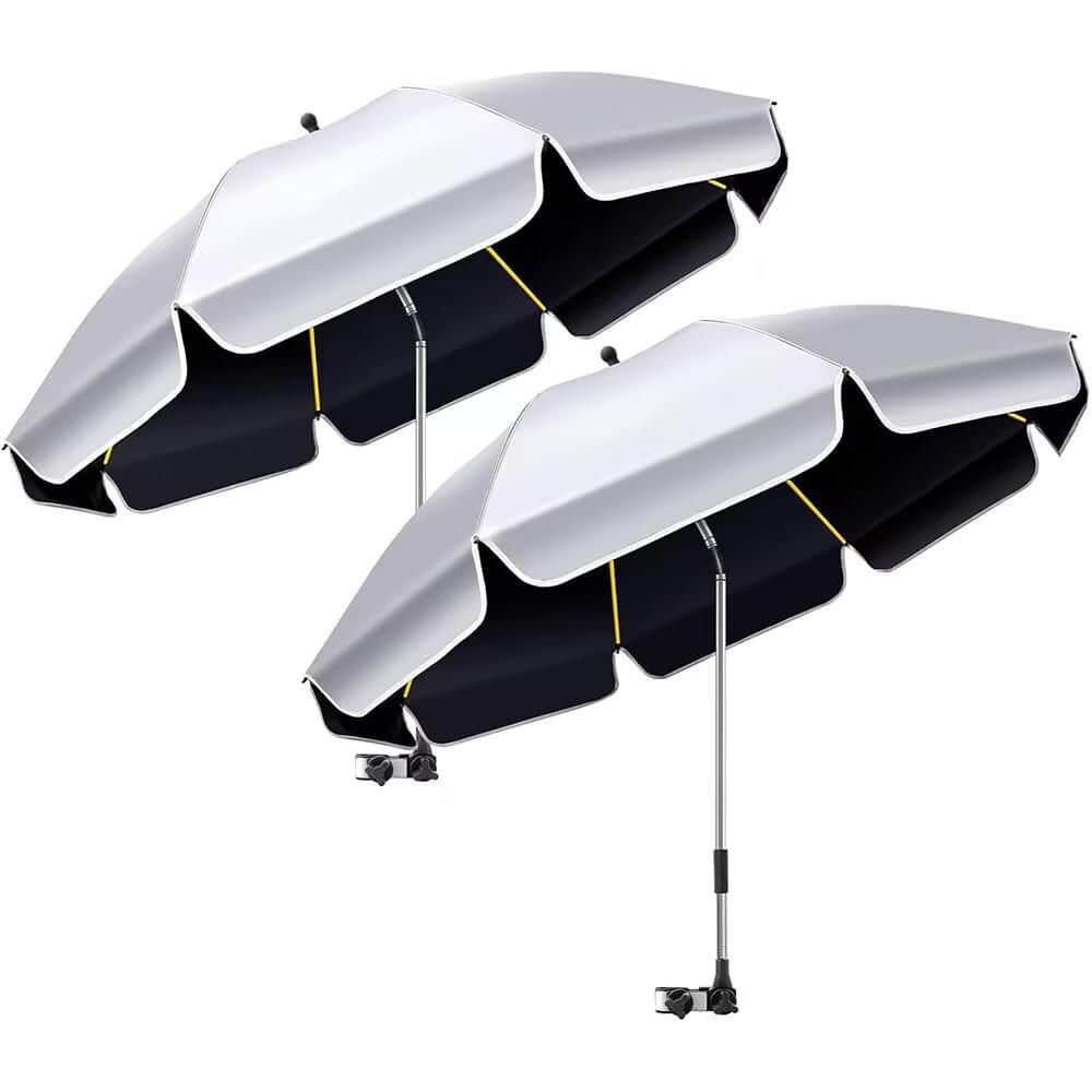 48.8 in. 3.625 ft. Beach Umbrella with Adjustable for Beach Chair, Outdoor Stroller, Wheelchair, Silver (2-Pack) price history on PriceWatchPro