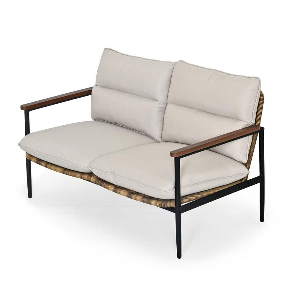 PureCane Aluminum Wicker Outdoor Loveseat with Gray Cushions price history on PriceWatchPro