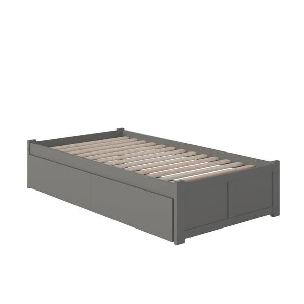 AFI Concord Twin XL Platform Bed with Flat Panel Foot Board and 2-Urban Bed Drawers in Grey