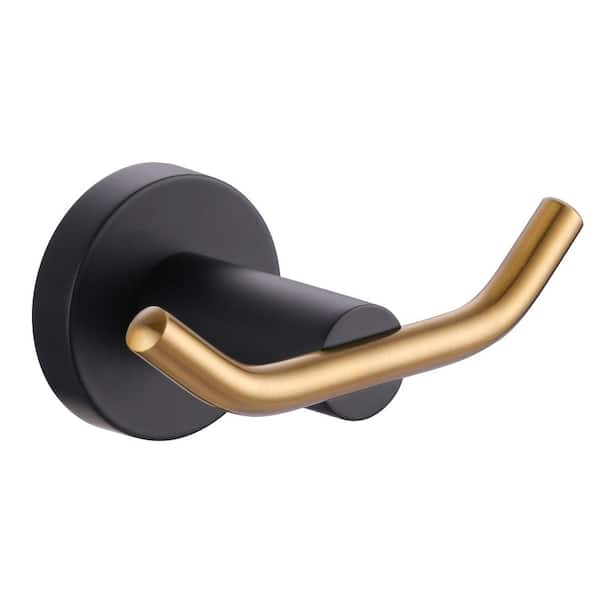 IVIGA Stainless Steel Bathroom Hook Wall Mount J-Hook Robe/Towel Hook with Concealed Mounting Hardware in Black and Gold