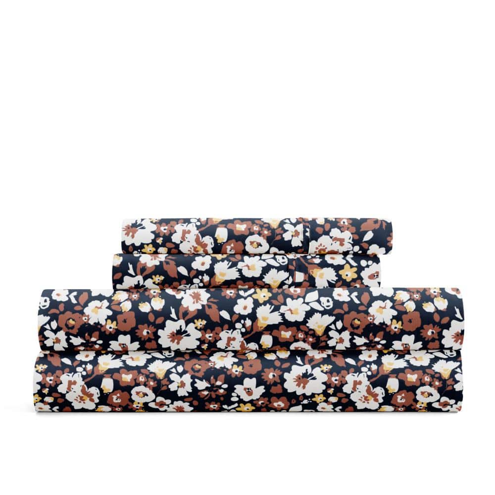Full Terracotta Floral Microfiber Wrinkle-Proof Sheet Set