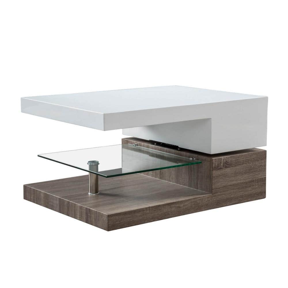 Bridgetown 36" White and Oak Rotatable Coffee Table