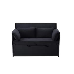 46 in. Black Velvet Twin Size Sofa Bed