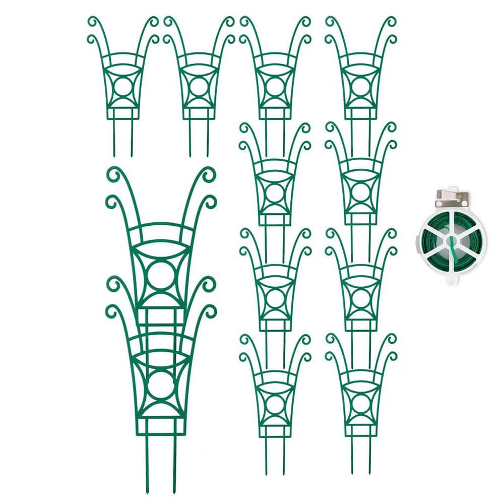14.17 in. Plastic Stackable Plant Trellis Green Set Supports Potted Plants Flowers Vines Peas 12 Pack with Ties price history on PriceWatchPro